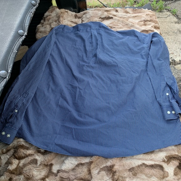 Eddie Bauer blue & white check dress shirt M XL - Picture 3 of 7